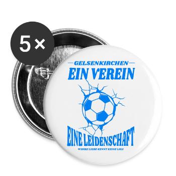Gelsenkirchen Fußball Spruch Geschenk - Buttons groß 56 mm (5er Pack) - Weiß - Vorne