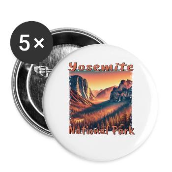 Parc national de Yosemite Randonnée dans la nature Sun Grunge - Lot de 5 grands badges (56 mm) - blanc - Devant