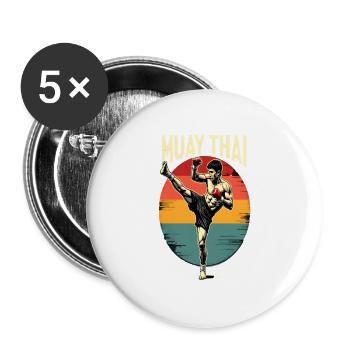 Drôle Muay Thai Boxe Muay Thai - Lot de 5 grands badges (56 mm) - blanc - Devant