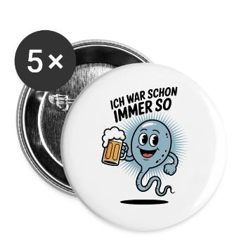 Trinkwitz Motiv für Biertrinker und Partypeople - Buttons groß 56 mm (5er Pack) - Weiß - Vorne