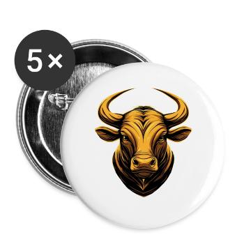 Taureau Bœuf Bovins Vache Taureau Taureau - Lot de 5 grands badges (56 mm) - blanc - Devant