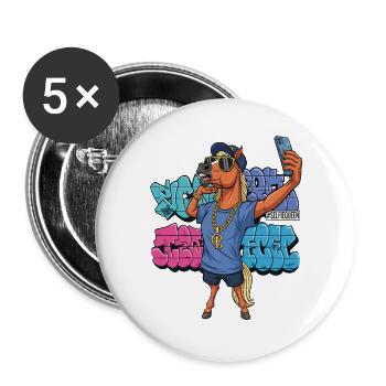 Selfie Queen – Urban Street Art Horse - Buttons groß 56 mm (5er Pack) - Weiß - Vorne