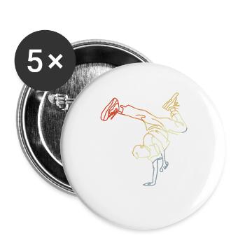 Vintage Breakdancing Junge Skizze - Buttons groß 56 mm (5er Pack) - Weiß - Vorne