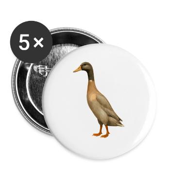 Canard indien élevage Canard mignon Canard canard - Lot de 5 grands badges (56 mm) - blanc - Devant