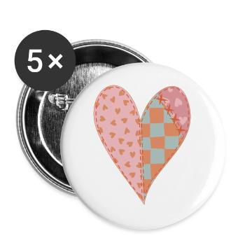 Patchwork Heart No2 - Buttons large 2.2''/56 mm (5-pack) - white - Front