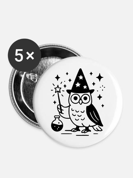 Der Eulenzauberer - Buttons groß 56 mm (5er Pack) - Weiß