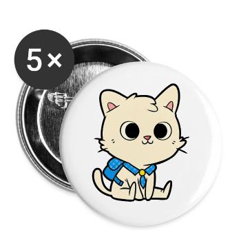Conception de dessin animé de chat d’école mignon - Lot de 5 grands badges (56 mm) - blanc - Devant