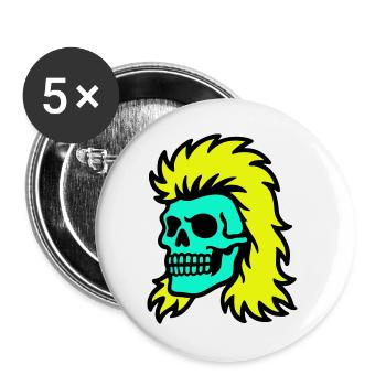 Vokuhila Skull - Buttons groß 56 mm (5er Pack) - Weiß - Vorne