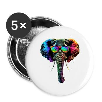 Elephant Trunk Africa Safari Wilderness Elephant - Buttons large 2.2''/56 mm (5-pack) - white - Front