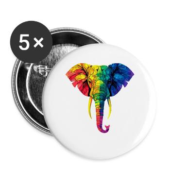 Elephant Trunk Africa Safari Wilderness Elephant - Buttons large 2.2''/56 mm (5-pack) - white - Front