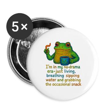 No-Drama Frosch Becher Design - Buttons groß 56 mm (5er Pack) - Weiß - Vorne