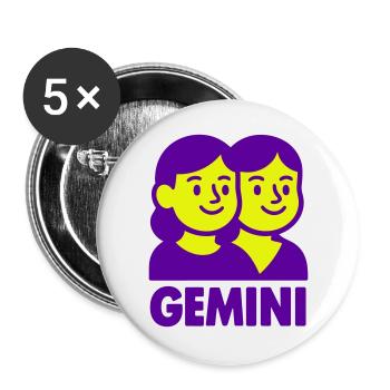 Sternzeichen Zwilling / Gemini - Buttons groß 56 mm (5er Pack) - Weiß - Vorne