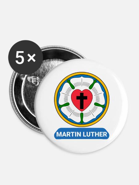 Lutherrose Martin Luther Symbol Wappen - Buttons groß 56 mm (5er Pack) - Weiß