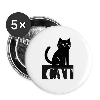 Katzenliebhaber Retro Schriftzug - Buttons groß 56 mm (5er Pack) - Weiß - Vorne