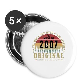 2007 Vintage Born 2007 Vintage Birthday Gift - Buttons large 2.2''/56 mm (5-pack) - white - Front