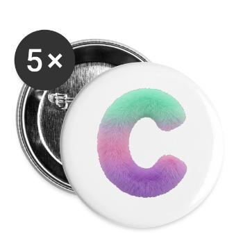 Letter C in fur look and colour gradient - Buttons large 2.2''/56 mm (5-pack) - white - Front