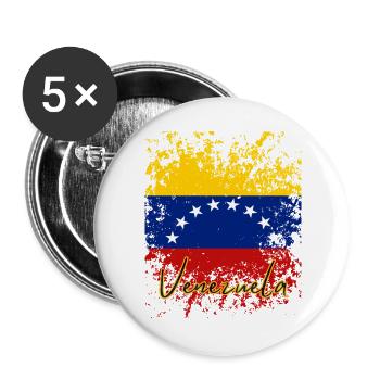 Venezolanische Flagge, ich liebe Venezuela - Buttons groß 56 mm (5er Pack) - Weiß - Vorne