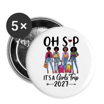 Stylish travel women 2027 with colorful outfits - Buttons large 2.2''/56 mm (5-pack) - white - Front