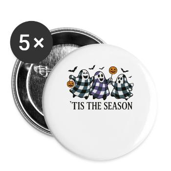 Halloween Gespenster Kürbis Design - Buttons groß 56 mm (5er Pack) - Weiß - Vorne