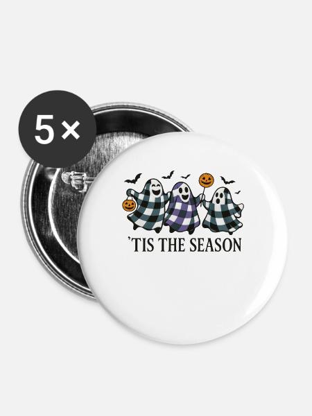 Halloween Gespenster Kürbis Design - Buttons groß 56 mm (5er Pack) - Weiß