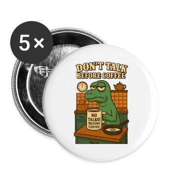 Dino Morgenmuffel - Buttons groß 56 mm (5er Pack) - Weiß - Vorne