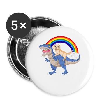 Fantaisiste Dinosaure & golden retriever Arc-en-ciel - Lot de 5 grands badges (56 mm) - blanc - Devant