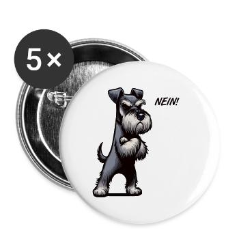 Nein Schnauzer Riesenschnauzer Schnauzerbesitzer - Buttons groß 56 mm (5er Pack) - Weiß - Vorne