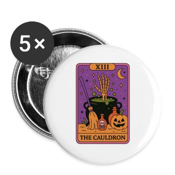 XIII Carte de Tarot d'halloween Le Chaudron - Lot de 5 grands badges (56 mm) - blanc - Devant