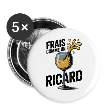 Wine glass with humorous splashes - Buttons large 2.2''/56 mm (5-pack) - white - Front