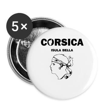 Corsica Isula Bella Corse Pirate France - Buttons groß 56 mm (5er Pack) - Weiß - Vorne