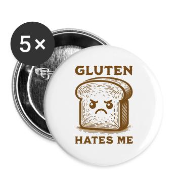 Le gluten me déteste Pain allergique au gluten - Lot de 5 grands badges (56 mm) - blanc - Devant