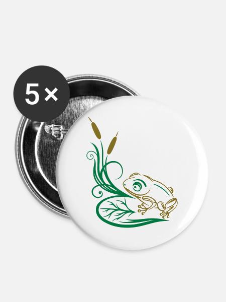 Frosch Natur Ornament Design - Buttons groß 56 mm (5er Pack) - Weiß