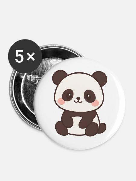 Niedliches Panda Kinderdesign - Buttons groß 56 mm (5er Pack) - Weiß