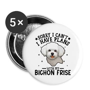 Niedliche weiße Pudelillustration - Buttons groß 56 mm (5er Pack) - Weiß - Vorne