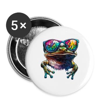 Grenouille Petit Crapaud Grenouille Grenouille Prince Grenouilles - Lot de 5 grands badges (56 mm) - blanc - Devant