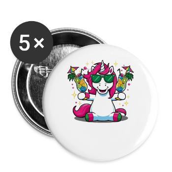Unicorn Cocktail Booze Party Celebrations Vacation Bachelor Party - Buttons large 2.2''/56 mm (5-pack) - white - Front
