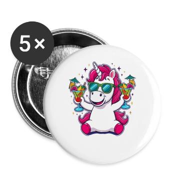 Unicorn Cocktail Booze Party Celebrations Vacation Bachelor Party - Buttons large 2.2''/56 mm (5-pack) - white - Front