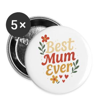 Perfect Mother Design with Flowers and Hearts - Buttons large 2.2''/56 mm (5-pack) - white - Front