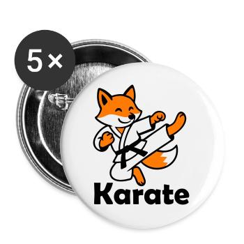 Karate Fox - Buttons large 2.2''/56 mm (5-pack) - white - Front