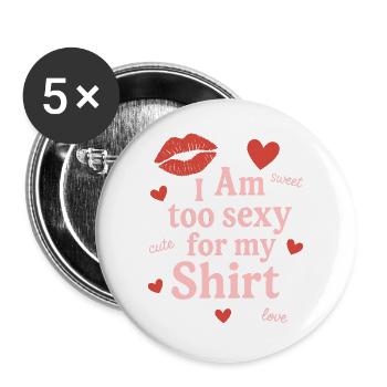 Playful confident emphasis - Buttons large 2.2''/56 mm (5-pack) - white - Front