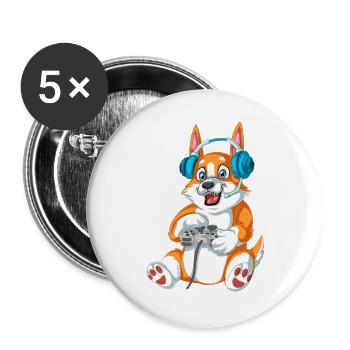 Corgi Gamer – Perfekte Geschenk-Vibes - Buttons groß 56 mm (5er Pack) - Weiß - Vorne