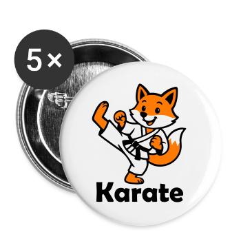 Karate Fuchs - Buttons groß 56 mm (5er Pack) - Weiß - Vorne
