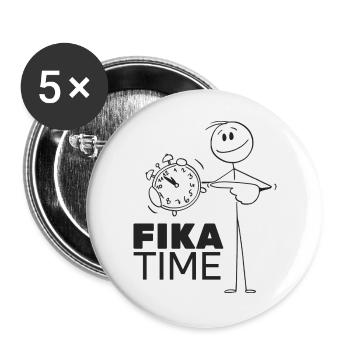 Minimalistische Stoppuhr mit Fika-Zeit - Buttons groß 56 mm (5er Pack) - Weiß - Vorne