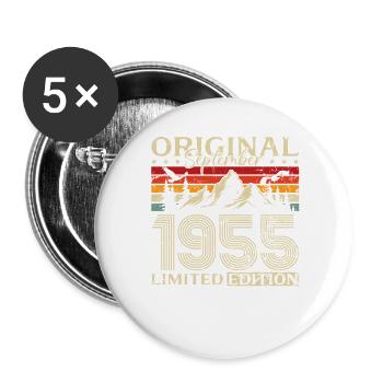 70ème Anniversaire Millésime Septembre Millésime 1955 - Lot de 5 grands badges (56 mm) - blanc - Devant