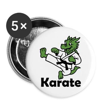 Karate Drache - Buttons groß 56 mm (5er Pack) - Weiß - Vorne