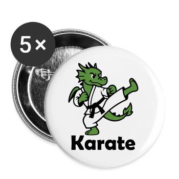 Karate Drache - Buttons groß 56 mm (5er Pack) - Weiß - Vorne
