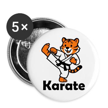 Karate Tiger - Buttons groß 56 mm (5er Pack) - Weiß - Vorne