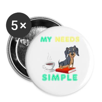 Bücher Kaffee und Dackel Lustiger Hundeliebhaber Design - Buttons groß 56 mm (5er Pack) - Weiß - Vorne