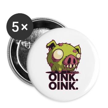 Conception de dessin animé de cochon zombie effrayant - Lot de 5 grands badges (56 mm) - blanc - Devant