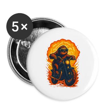 Cool Sloth Riding Motorcycle, Love Slots  - Buttons large 2.2''/56 mm (5-pack) - white - Front